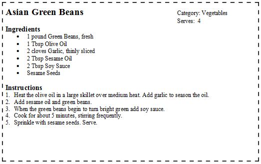 Vegetable Side Dish - Asian Green Beens