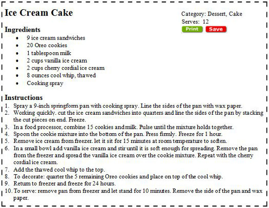 Ice Cream Cake Recipe