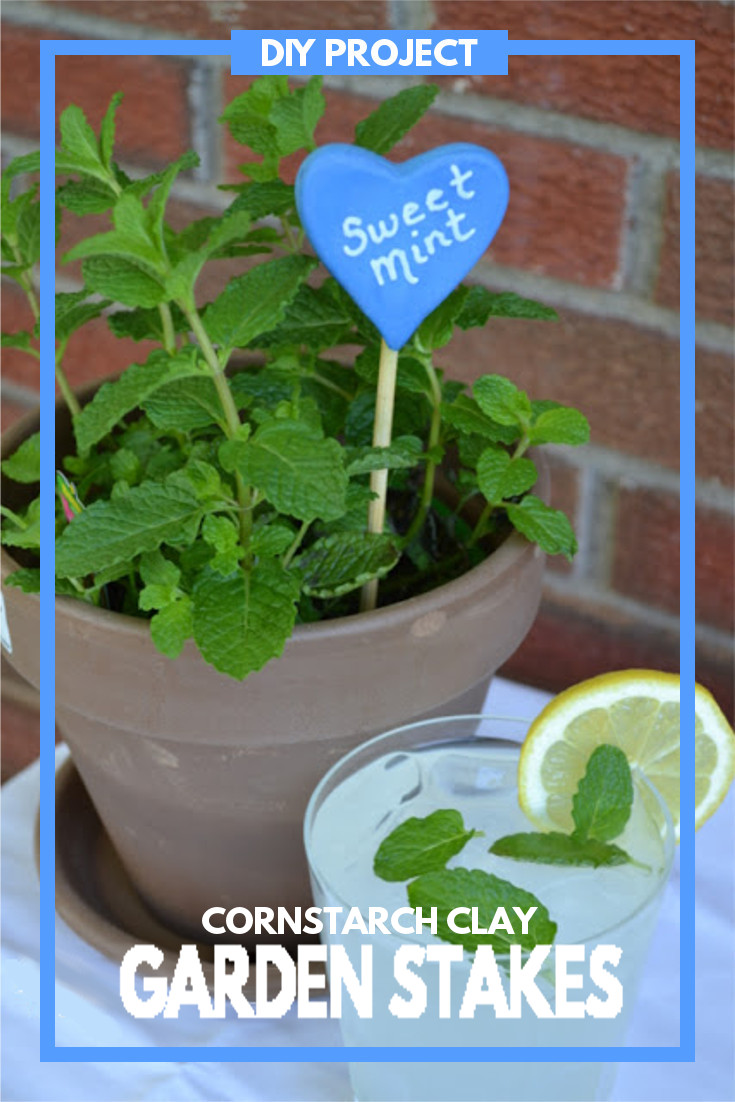 DIY Cornstarch Clay Garden Stakes - a fun and whimsical way to label your plants. This DIY project is super easy to do and fun for the whole family. 