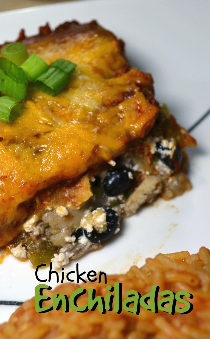 Simple Chicken Enchilada Casserole -  seasoned chicken, layered between corn tortillas and cheese and then covered a flavorful sauce.