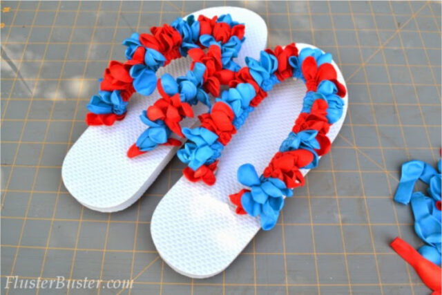 Red, White & Blue Water Balloon Flip Flop Tutorial