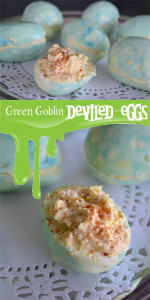 Halloween Food Ideas - Green Goblin Deviled Eggs | Fluster Buster