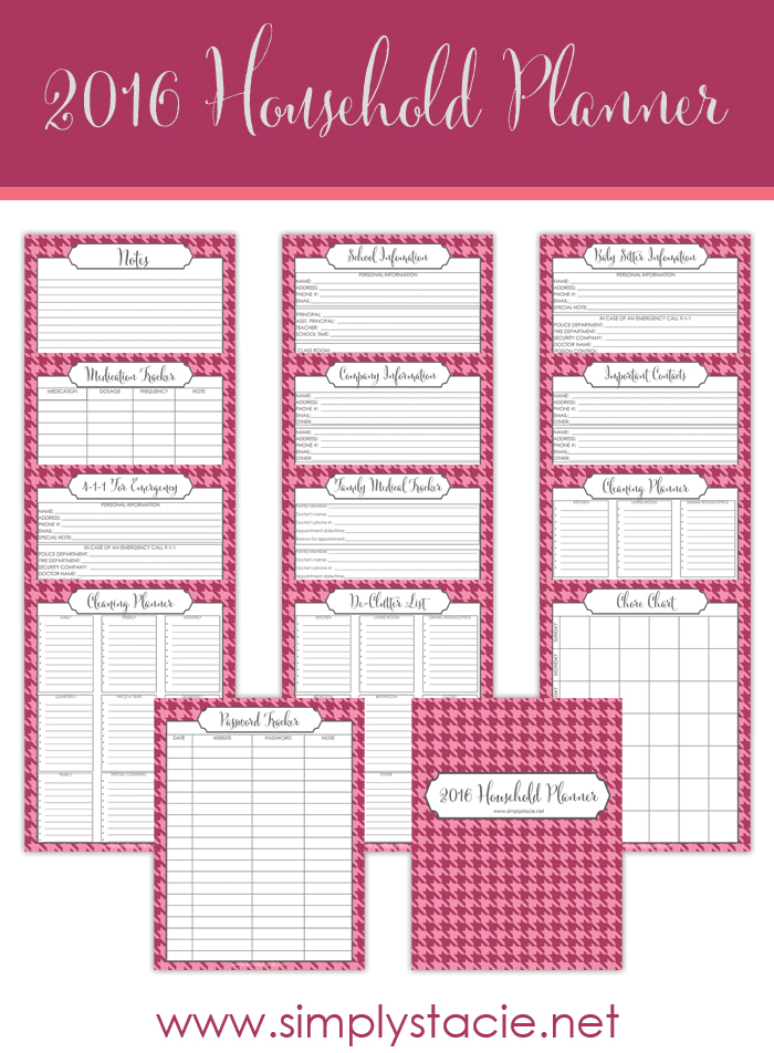 Great Idea from Simply Stacie - 2016 Household Planner (Free)