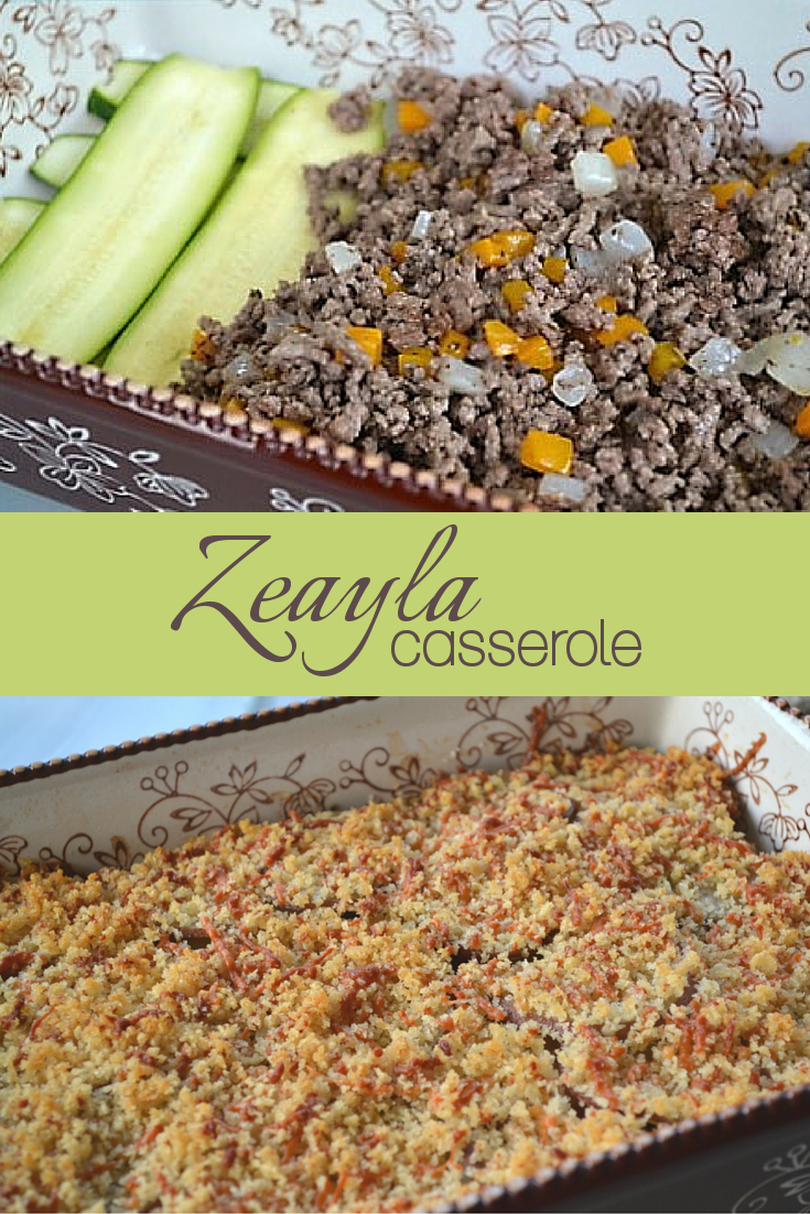 Zeayla: A Greek casserole layered with potatoes, zucchini, ground beef and topped with some cheesy crunch.
