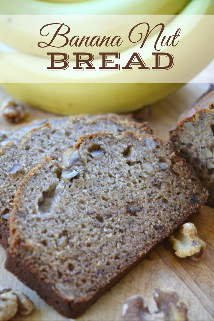 All time family favorite, Banana Nut Bread. Not just any banana nut bread though, it's grandma's old fashioned Banana Nut Bread. It's comfort food at it's best, moist, warm and bursting with banana flavor.