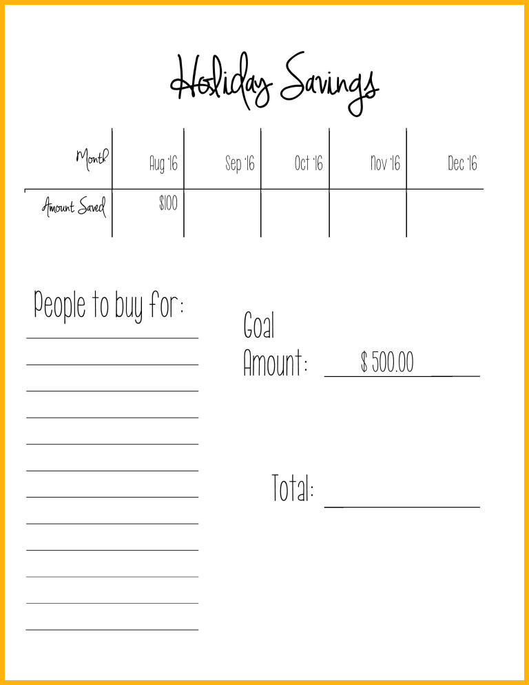 Free Holiday Savings Template - Great Ideas from Adopting a Lifestyle