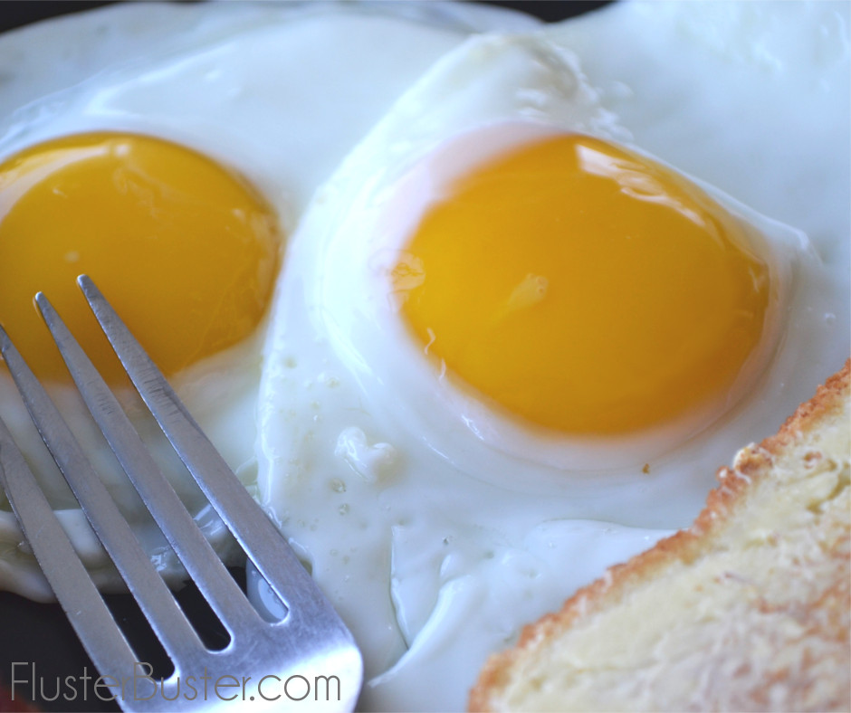 Perfect sunny side up fried eggs