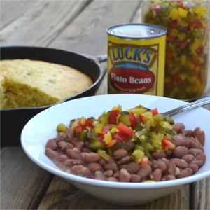 Luck's Beans & Hot Mix - a simple authentic southern recipe that's easy & convenient and has a flavorful kick.