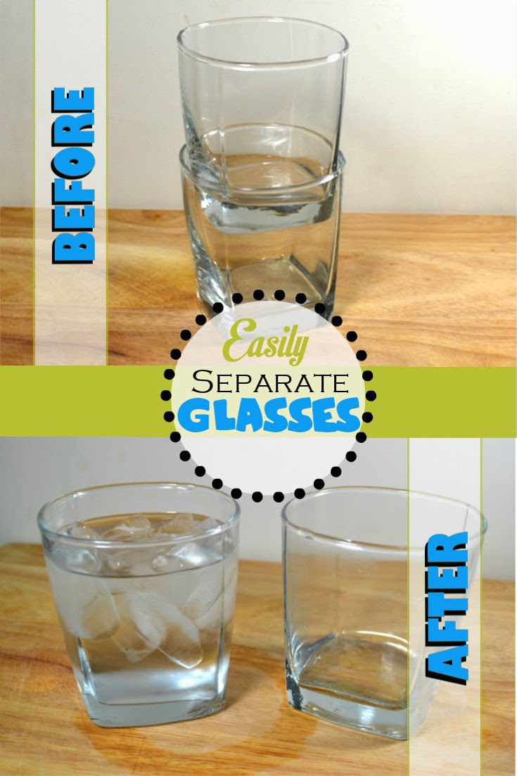 A little household tip that will easily separate drinking glasses and keep them from breaking.