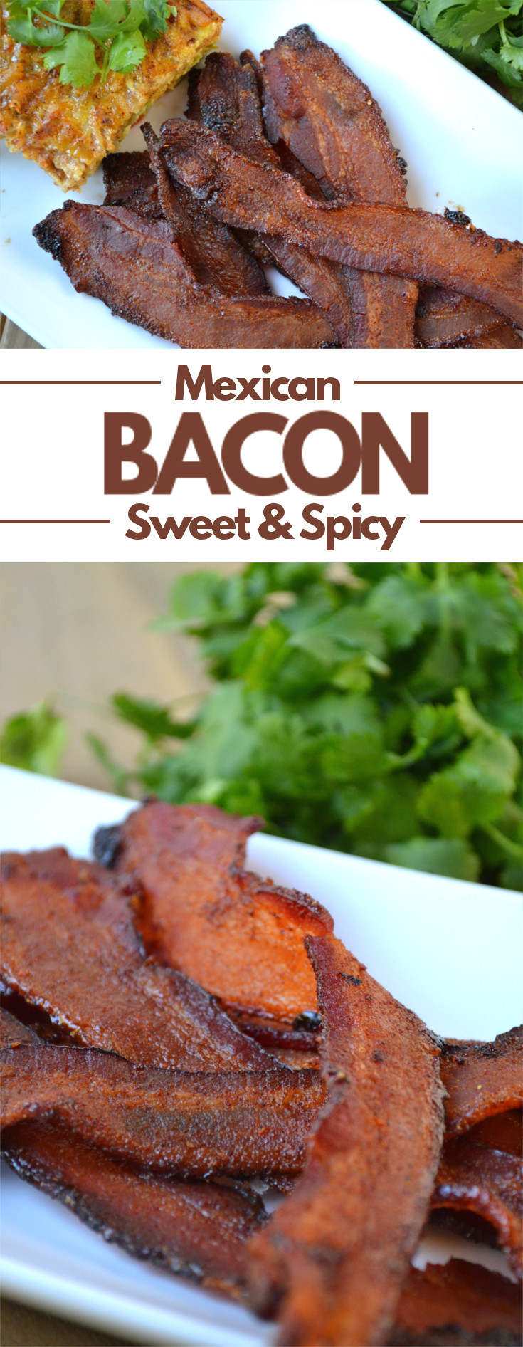 Simple Spicy Mexican Style Bacon Recipe - Thick smokey bacon flavored with a spicy and slightly sweet coating then cooked to crispy perfection in the oven.