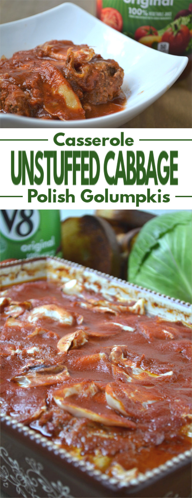 Unrolled Cabbage Casserole - A simple and delicious cabbage and meat recipe covered in a flavorful tomato sauce.