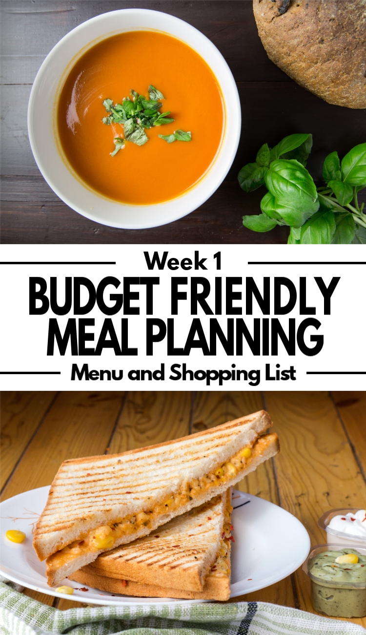 A delicious weekly meal plan and shopping list, featuring budget friendly dinner, side dish and dessert recipes. 