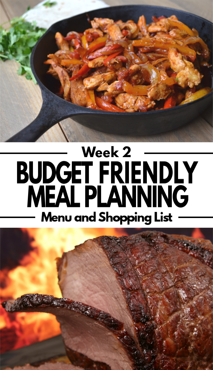 A delicious weekly meal plan and shopping list, featuring budget friendly dinner, side dish and dessert recipes. 